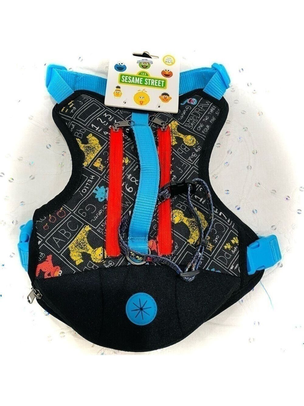 NWT Sesame Street Chalkboard Essentials Pet Harness Backpack Size XS/S
